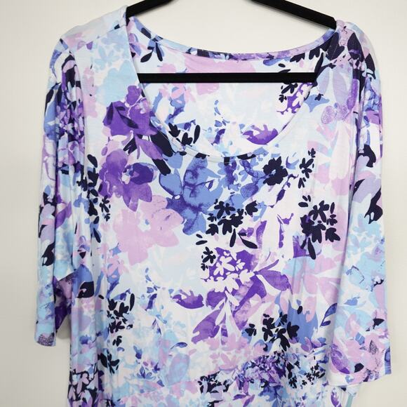 Soft Surroundings Vivienne Purple Blue Floral Maxi 1/2 Sleeve Dress New Plus 2X - Picture 3 of 12